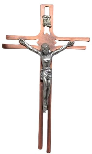 10.855.50 croce crocefisso crocifisso con cristo argento e targhetta inri da muro da parete rame misura 16.5 cm