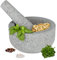 Relaxdays Mörser mit Stößel, Granit, runder Steinmörser, HxD: 8 x 16 cm, Gewürze & Kräuter, schwerer Gewürzmörser, grau