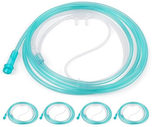 COTOPGY Paquete de 5 cánula nasal de oxígeno estándar para adultos, material suave al tacto con 7 pies