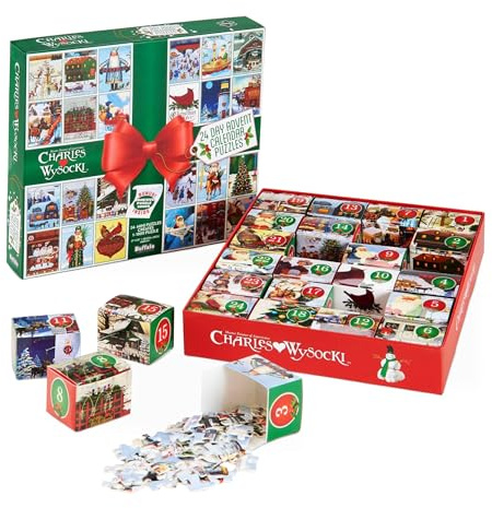 Buffalo Games - Charles Wysocki - 24 Days of Christmas Advent Calendar Puzzles – 24 Mini Puzzles to UNbox