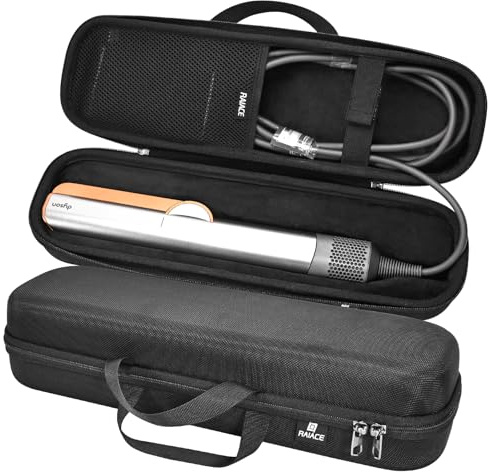 RAIACE Estuche rígido de Transporte Compatible con la Plancha de Pelo Dyson Airstrait, Bolsa de Almacenamiento para Viajes. (Solo se Vende el Estuche) - Negro