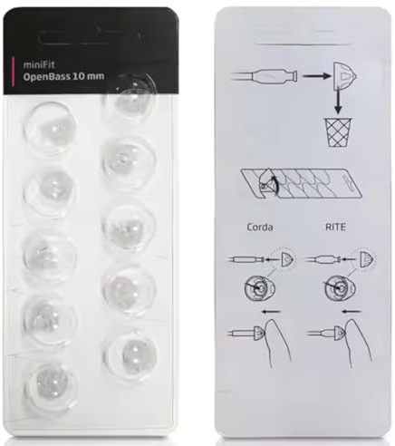 EWANTO miniFit 10er Blister 10 mm OpenBass wie Oticon Dome Kuppeln Schirmchen für oticon miniFit Ex-Hörer