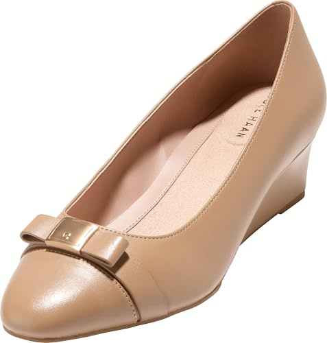 Cole Haan Women's Shoes - Go-to Malta Bow Wedges, Tuscan Sand Leather, 6-B US