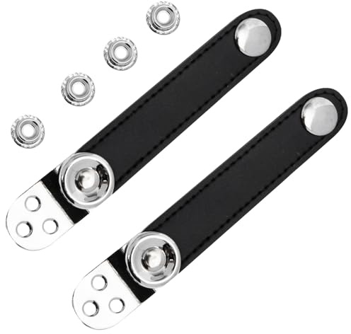 Cabilock Set Fibbie Metallo con Cinturino Pelle Nera per Fisarmonica, Accessorio Cintura Soffietto, Compatto e Leggero per Musicisti e Suonatori
