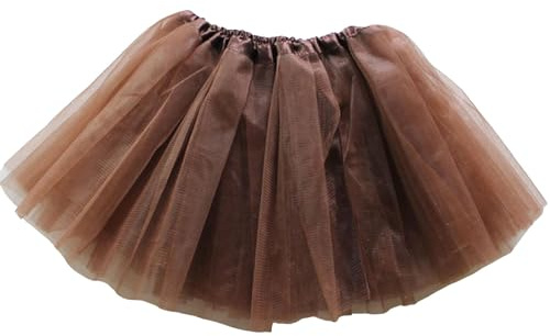 Tüllrock Mädchen Tütü Rock Kurz Prinzessin Ballettrock Elastische Taille Minirock Kinder Tanzrock Party Karneval Kostüm 2-8 Jahre (Coffee, 3-8 Years)