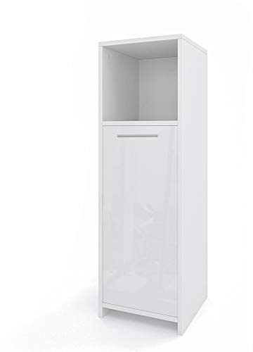 Vicco Midi-Schrank Kiko, Badmöbel, Weiß Hochglanz, 30 x 95 cm