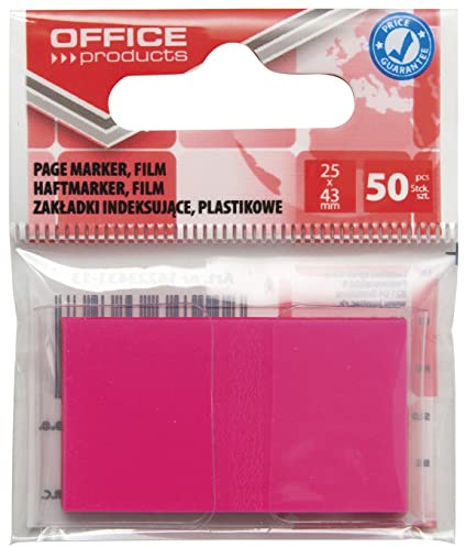 Office Products 14223431-13 Index Haftstreifen Standard Tabs Sticker Lesezeichen/Rosa/Mini-Haftmarker aus 60 μm PP-Folie/ 25x43 mm/ 1x50 Blatt/Textstreifen Beschreibbare
