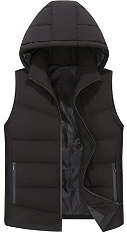 YUNHOME Gilet da Pesca Gilet Imbottito Gilet Invernale Senza Maniche Gilet Gilet in Cotone Grasso da Uomo con Cappuccio in Cotone con Collo Alto Casual da Uomo più Grasso Plus Size Invernale-Nero_8XL
