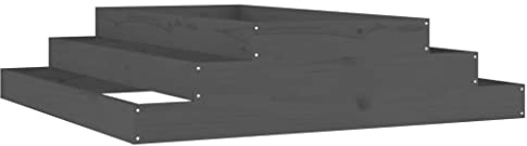 vidaXL Pflanzkübel, Blumenkasten Stufen-Design, Hochbeet für Garten Dekorativ, Pflanzpyramide Kräuterpyramide, Grau Massivholz Kiefer