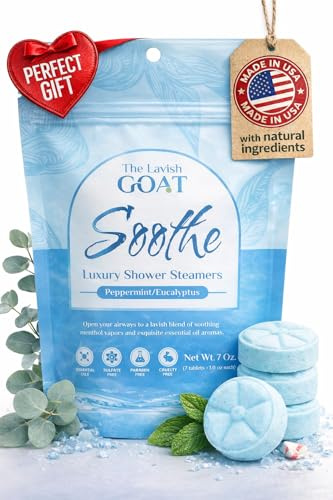 TLG Soothe Shower Steamers Aromatherapy 7 Pack – USA Made with Extra Menthol, Peppermint & Eucalyptus – Shower Bomb for Relaxation, Stress & Sinus Relief – Gift for Men & Women