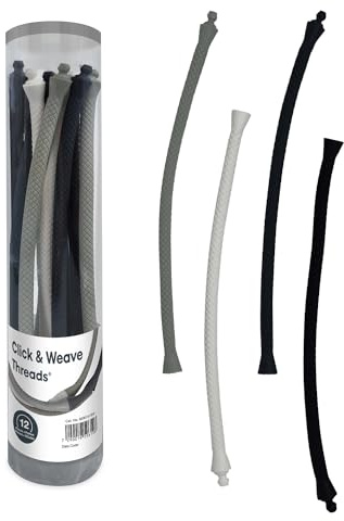 Edushape Hilos Click & Weave en blanco y negro para compromiso sensorial del bebé, hilos flexibles que giran, giran y encajan, ayudan a mejorar el reconocimiento de color, la estimulación visual, las