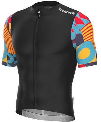 INBIKE Radtrikot Herren Kurzarm Fahrradtrikot Trikot Fahrrad Rennrad Sommer Shirt Cyling Radsport Beklediung Fahrradbekleidung Kurz Schwarz XL