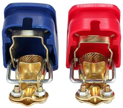 Quick Release Battery Terminals,1 Pair Battery Quick Coupling clamps,2Pcs Leisure Terminal Connectors,12V/24V Connectors for Car, Motorcycle,Truck,Boat (Red Blue)