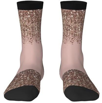 GVCXCSGE Taupe Blush Pink Rose Bronze Gold Glitzer Glamour, Crew-Socken, Kompressionssocken, lässige Socken für Erwachsene, Sportsocken