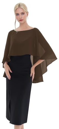 Generisch Bufanda de Gasa para Mujer de Talla Grande, Elegante y Suave, Estola Ligera para Vestido de Noche, Festivo, Marrón, Talla Única