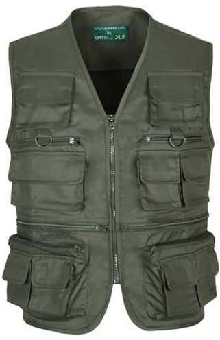 Große Herren-Schießweste, mehrere Taschen, für Fotografen, Reporter, Arbeit, Cargo-Weste, Armee EN8, XXL