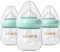 Oberni Glass Baby Bottle, Anti-Colic Baby Bottles with Slow Flow Breast-Like Teat for 0+ Newborn Milk Feeding, 120ml (Pack of 3), Blue