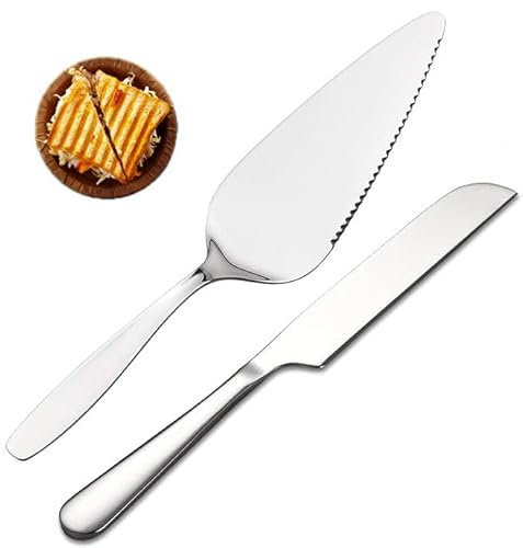 STOUCLA Confezione da 2 Pale per Torta, Pala per Torta, Pala per Torta in Acciaio Inox, spingitorta, per Cucina, Sala da Pranzo e Feste (Argento)