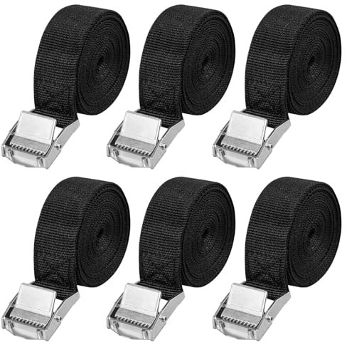 zeyedemo 6PCS Ratchet Tie Down Straps Heavy Duty Lashing Straps 2mx25mm Adjustable Tensioning Belts with Quick Release Cam Buckle for Motorcycle Cargo Trucks Trailer Luggage