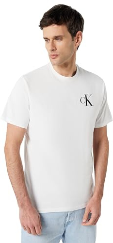 Calvin Klein Camiseta de Manga Corta Hombre Left Chest Logo tee Slim Fit, Blanco (Bright White), XL