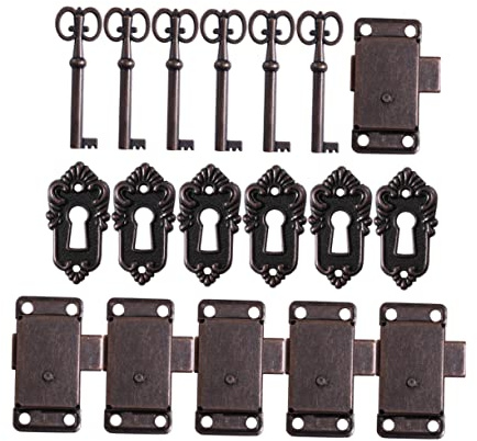 AUTSUPPL Set di 6 Serrature per Armadietti in Ferro Color Rame Stile Vintage, per Riparare Mobili Antichi Design Decorativo e Funzione Resistente alla Corrosione