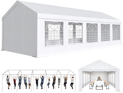 JUMMICO Gazebo Esterno Resistente UV 50+, Tendone per Feste 4x10, Gazebo da Giardino Impermeabilizzazione, Tendone da Esterno per Matrimoni, Feste, Raduni, Riunioni in Giardino, Bianco