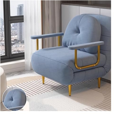 Modern Modern hopfällbar bäddsoffa, med multifunktionellt justerbart ryggstöd, konvertibel vilstol, lämplig for vardagsrum, sovrum Sovfåtölj(Blue,80cm)