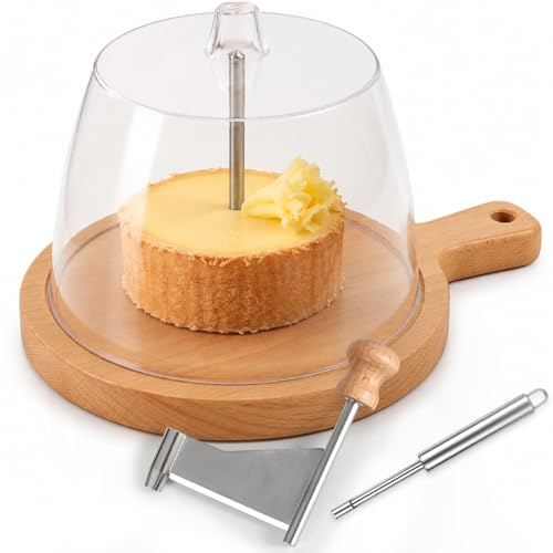 Penitue Wooden Cheese Curler Wheel for i.a. Tete de Moine, Handheld Manual Cheese Shaver Tool with Stainless Steel Blade Slicer for Butter Chocolate Home Restaurant Cafe Bakery