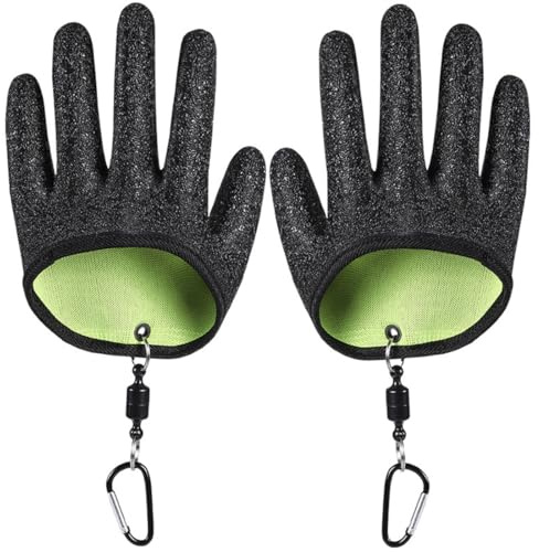 HUZNA 1 Par Guantes De Pesca Impermeables,con 2 Cierre Magnético,Resistentes A Cortes Y Pinchazos,Actividades Al Aire Libre Manipulación,para Manipular con Seguridad Lucio,Siluro,Lucioperca