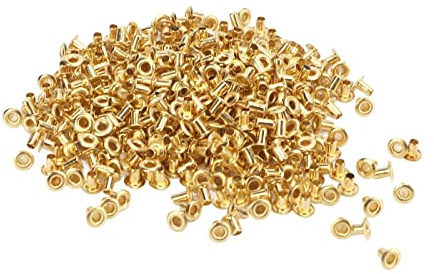 Haofy Rivets Creux Décoratifs en Laiton, Bricolage à Trou Traversant pour Vêtements, Accessoires de Sac, Paquet de 500 Pièces (4.8x2.3x4.5mm)