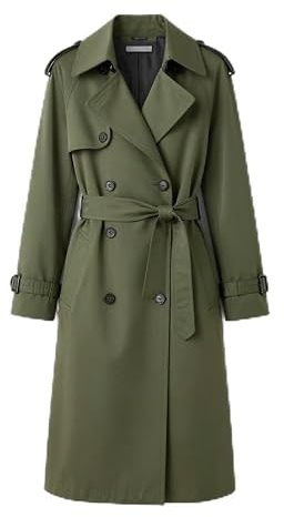 BRAVE SOUL Womens Trench Coat, Long Sleeve with Belted Casual Jacket for Ladies, Khaki 5709, UK Size - 12