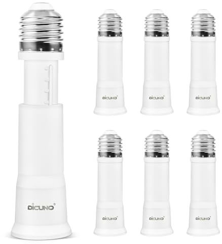 DiCUNO E27 Adaptateur de base 10-13CM Extension Flexible, E27 Prolongateur de douille de lampe standard, Rallonge des ampoule, Adaptateur de support de lampe, Paquet de 6