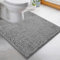 LuxUrux Toilet Mat-Extra-Soft Plush Bath Shower Bathroom Rug, 1'' Chenille Microfiber Material, Super Absorbent Shaggy Bath Rug (Light Grey, U Shaped 50 x 50 cm)
