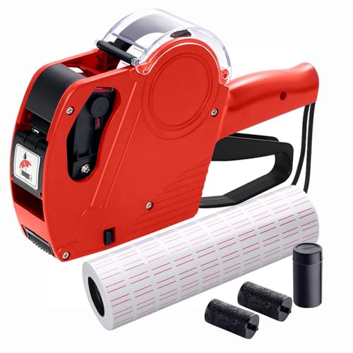 MX5500 - Pistola de etiquetas de precios con 5150 calcomanías blancas y 3 rodillos de tinta adicionales, pistola de etiquetas de precios, pistola de precios minoristas de 8 dígitos y etiquetas para