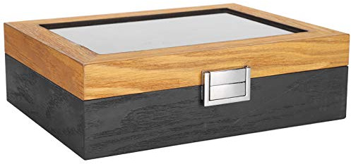 Hoseten Caja de reloj de 10 ranuras, organizador de reloj de madera, caja de almacenamiento de reloj clásico simple, caja de almacenamiento de reloj, organizador de vitrina, reloj de hombre