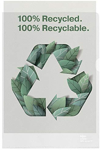 Rexel Recycle A4 Folders, Embossed Extra Strong PP, 100 Micron, Pack of 100, 2115704