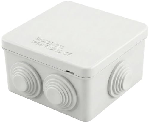Lumonic Scatola di Giunzione Bianca 85x85x50mm Con 7 Aperture - IP65 Montata in Superficie - Morsettiera Inclusa