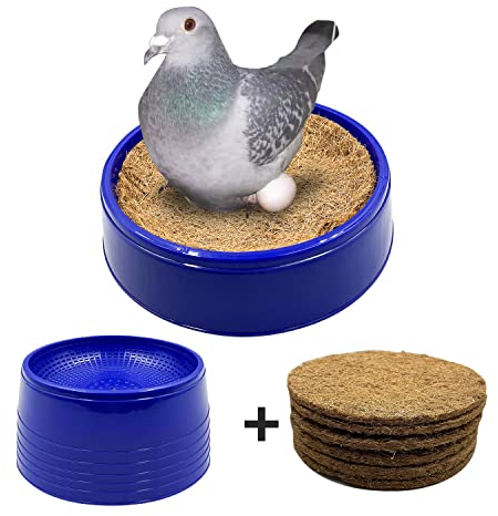 Ecjiuyi 6 x Taubennest, Kunststoff-Vogelnest, Vogelkäfig, Brutnest mit 6 Kokosnuss-Palmenmatten für Renntauben, Tauben, Wachteln und kleine Vögel, Haustierkäfigzubehör