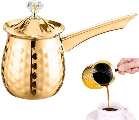 Baokuan Cafetière Turque en Acier Inoxydable À Manche Longue Cezve Beurre De Café Beurre De Lait De 600