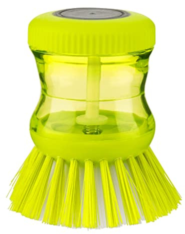 HOMESHOPA Soap Dispensing Palm Brush, Green Built In Refillable Soap Dispensing Dish Brush, Washing Up Scourer Kitchen Dish Scrubber Brush for Dish Pot Pan Sink Multifunctional Cleaning