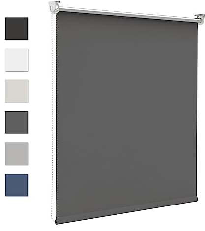 Verdunklungsrollo klemmfix 90x150cm(BxH) Dunkelgrau Thermo Rollos für Fenster ohne Bohren Sicht-und Sonnenschutz Klemmrollos für Fenster & Tür