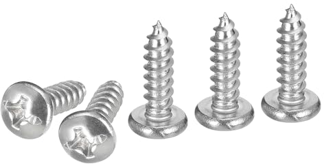 DTGN #6x1/2 Phillips Pan Head Self-tapping Screw - 100Pack - Bright Finish 304 Stainless Steel Sheet Metal Screws Wood Screws
