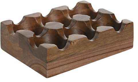 Space Home – Organizador para huevos de madera de acacia – Dispensador de huevo, dispensador de huevos, bandeja de huevos para refrigerador, cajón de huevos para refrigerador, 6 huevos