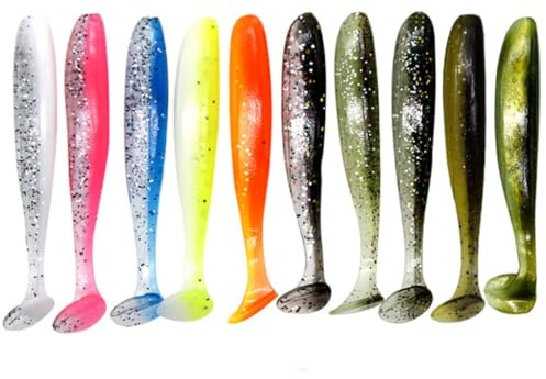 HOUSON Señuelos de pesca de goma, 10 unidades, cebo artificial para trucha de agua dulce, trucha, perca, salmón, pesca, 12 cm