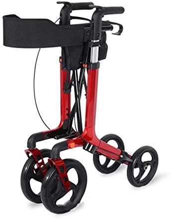 Déambulateur Pliable Déambulateur Déambulateur Tout Terrain Déambulateur Pliable Avec Suspensions, Rouge Déambulateur À 4 Roues Avec Panier, Panier Principal Chariot Déambulateur Pour Personnes Âgées