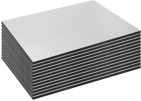 DAWRIS 12 Pièces 250*180*5MM Tapis Isolation Phonique Voiture Insonorisant Voiture Tapis Acoustique de Protection Contre La Chaleur Acoustique ,pour L'insonorisation,L'isolation,Étanche à L'eau