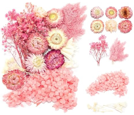 VYNZOR Bouquet de Fleurs Séchées Naturelles, Mini Fleurs Séchées, Fleurs Séchées Vrac, Fleur Séchées Décoration pour Bricolage, Résine Époxy, Bijoux Floraux, Art des Ongles Fait Maison, Bougie