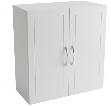 Relaxdays Armario Colgante para baño con 2 estantes, Regulable, Estrecho, MDF, Blanco, 60x60x30 cm