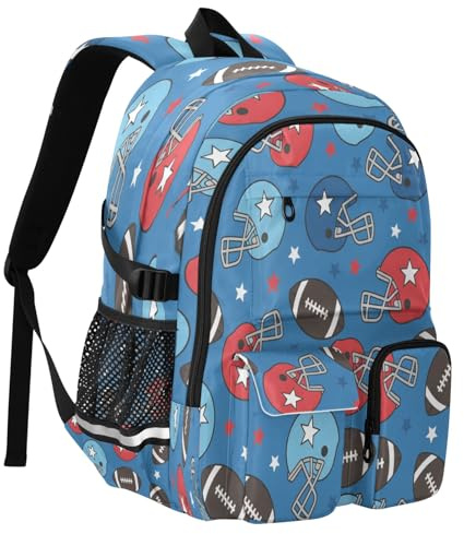 American Football Star Helmet Travel Backpack 14 Inch Laptop Computer Bag Sturdy School Bag College Bookbag
