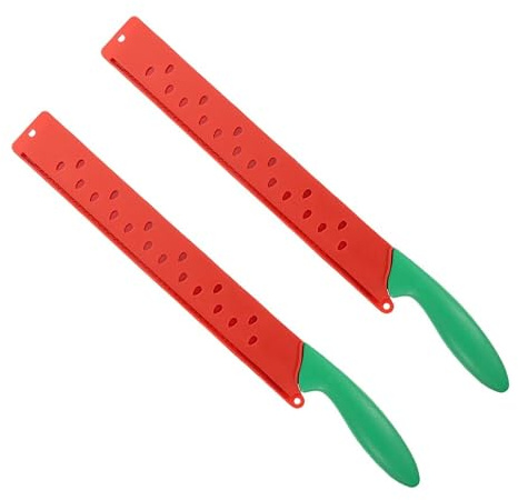 SKISUNO Herramienta cortadora de sandía y cuchillo para sándwich de acero inoxidable 2 piezas hoja dentada extendida para frutas y pan en cocina